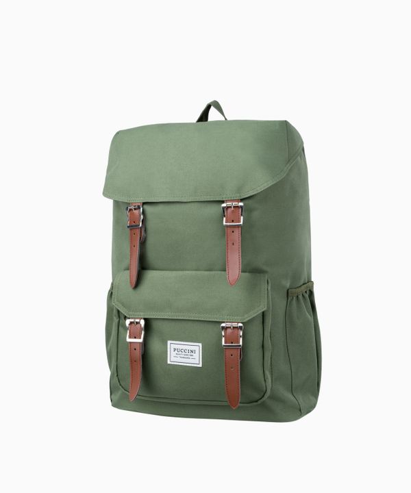 Zielony plecak ze wstawkami ze skóry ekologicznej