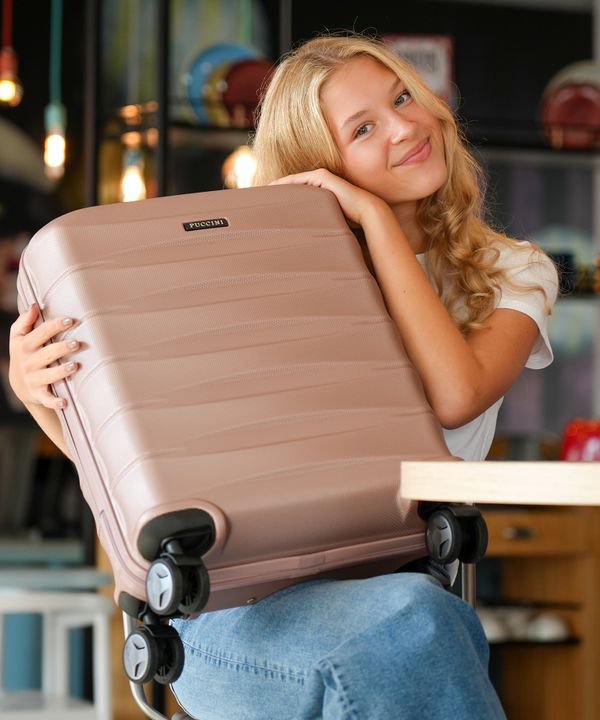 Walizka kabinowa z ABS twarda rose gold
