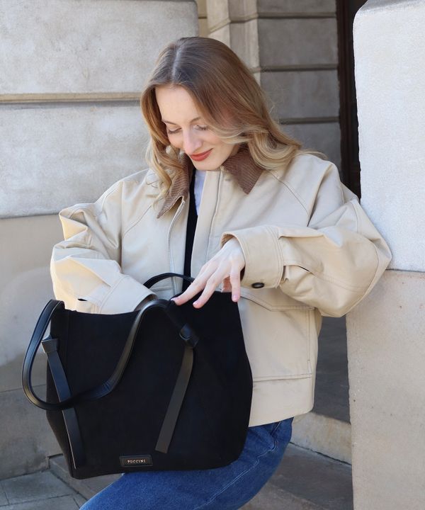 Torebka shopper z ekologicznego zamszu czarna