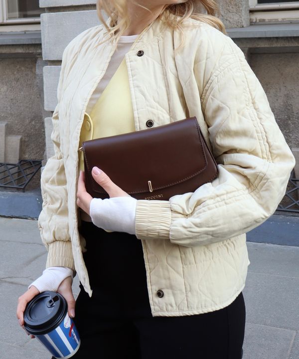 Torebka damska z przegrodami mała brązowa