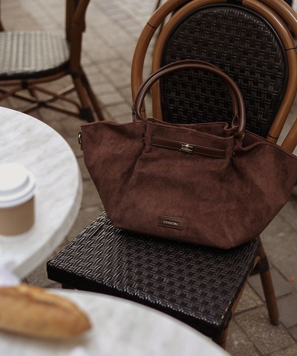 Torebka damska z zamszu ekologicznego brązowa