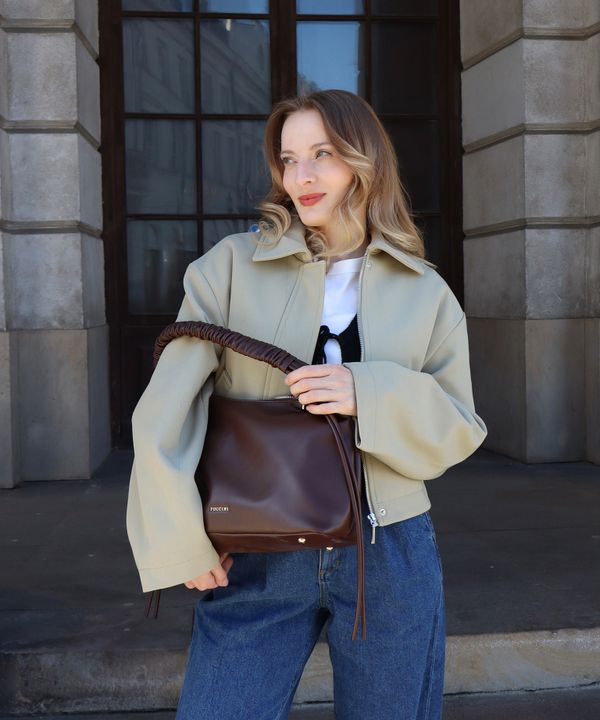 Torebka damska typu hobo czekoladowa