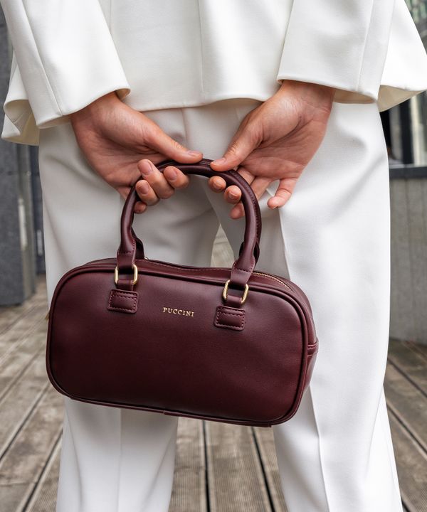 Torebka damska typu kuferek mała bordowa