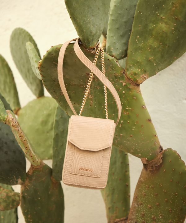 Mini torebka damska z łańcuszkiem beżowa