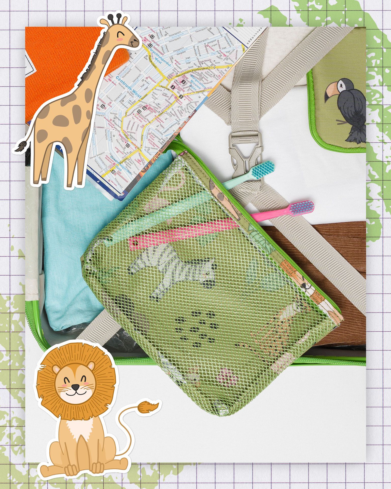 Kosmetyczka dla dzieci zielona safari