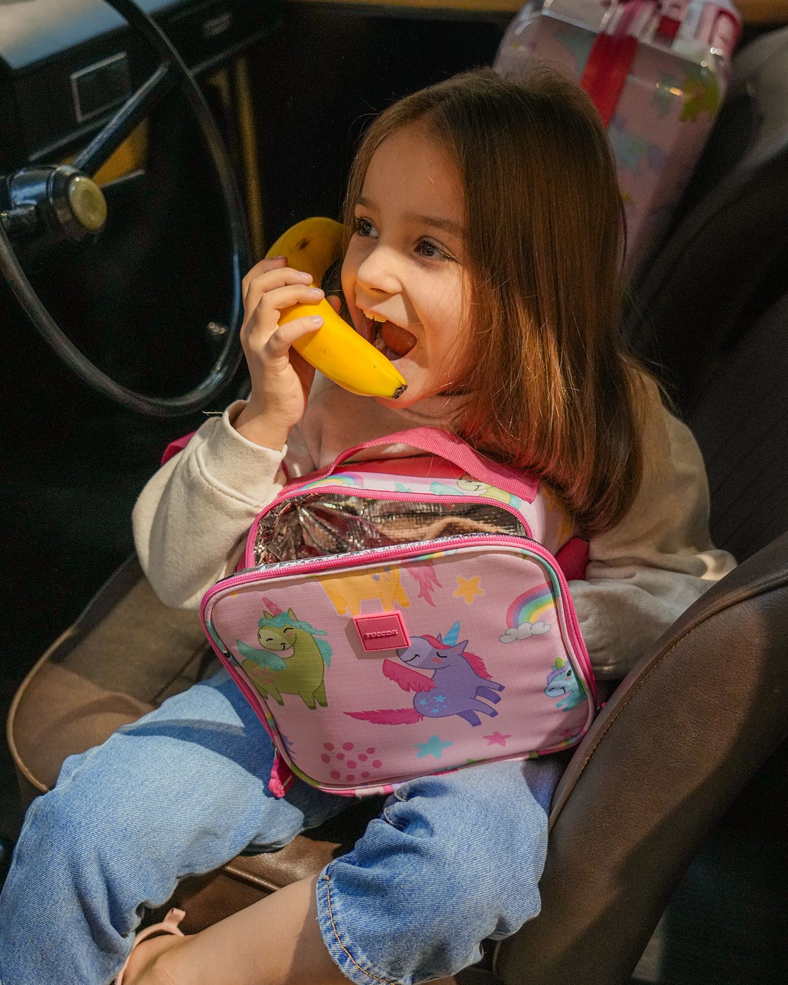 Torba na lunch dla dzieci różowa jednorożce