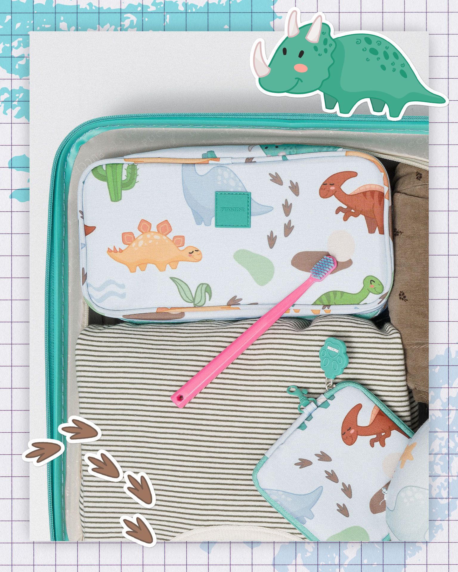 Organizer dla dzieci niebieski dinozaury