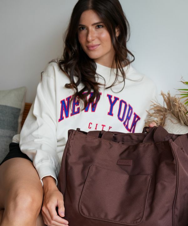 Torba z kieszeniami materiałowa brązowa