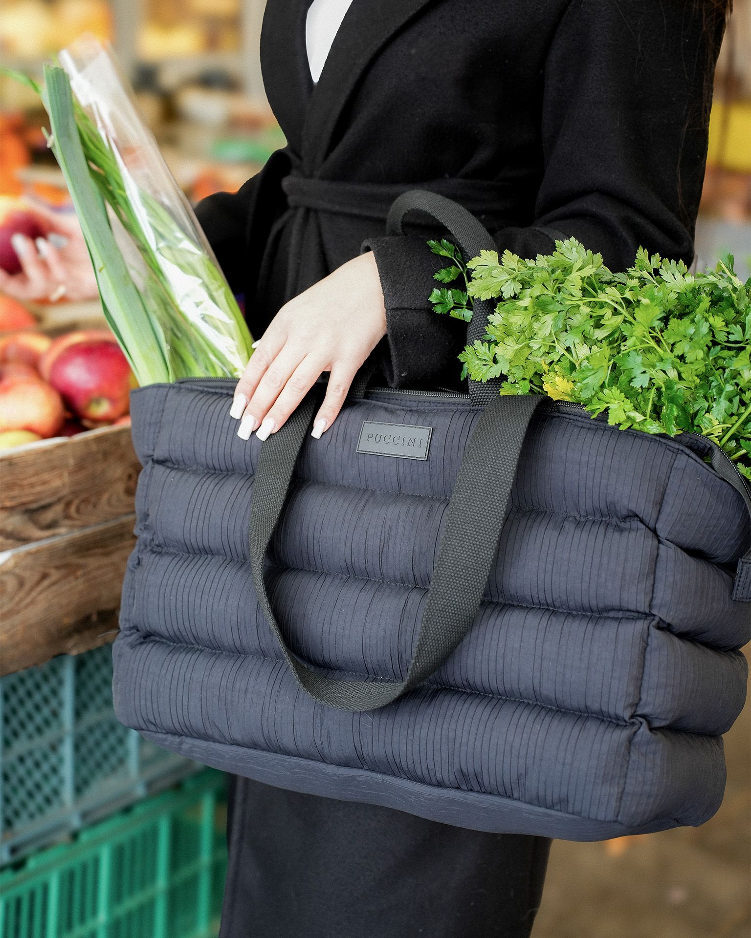 Torba miejska pikowana z kieszenią na laptopa 15,6 cali czarna