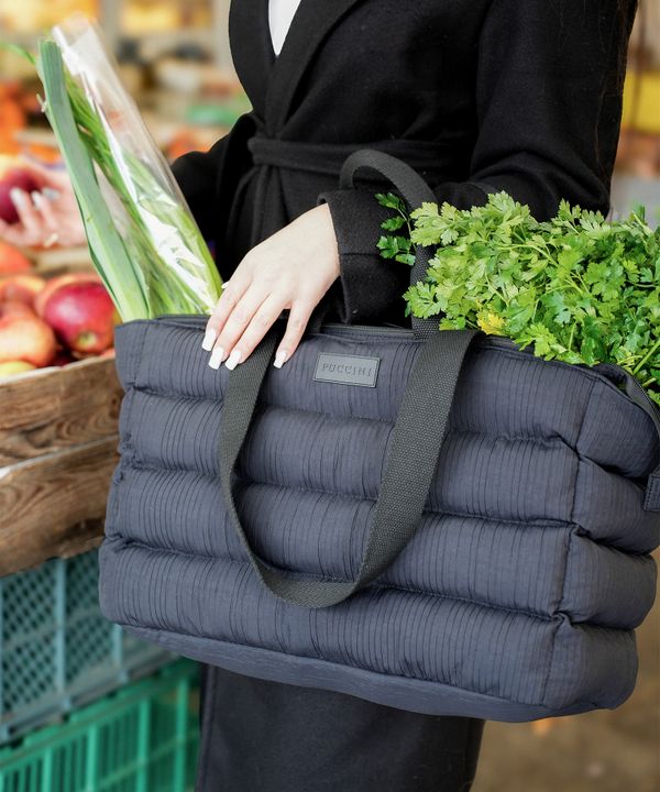 Torba miejska pikowana z kieszenią na laptopa 15,6 cali czarna