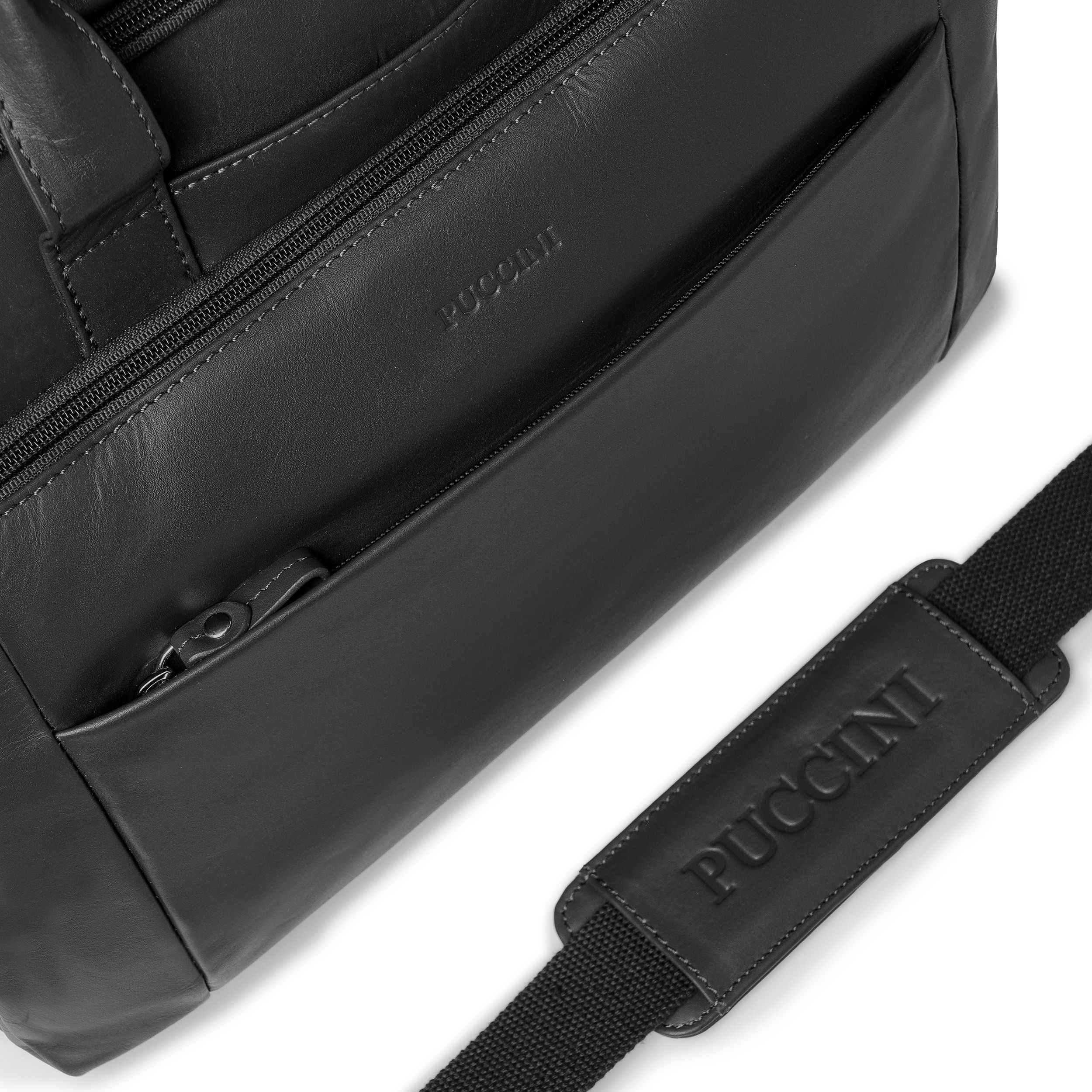 Skórzana torba na laptopa 15,6 cala dwukomorowa - Sklep Puccini