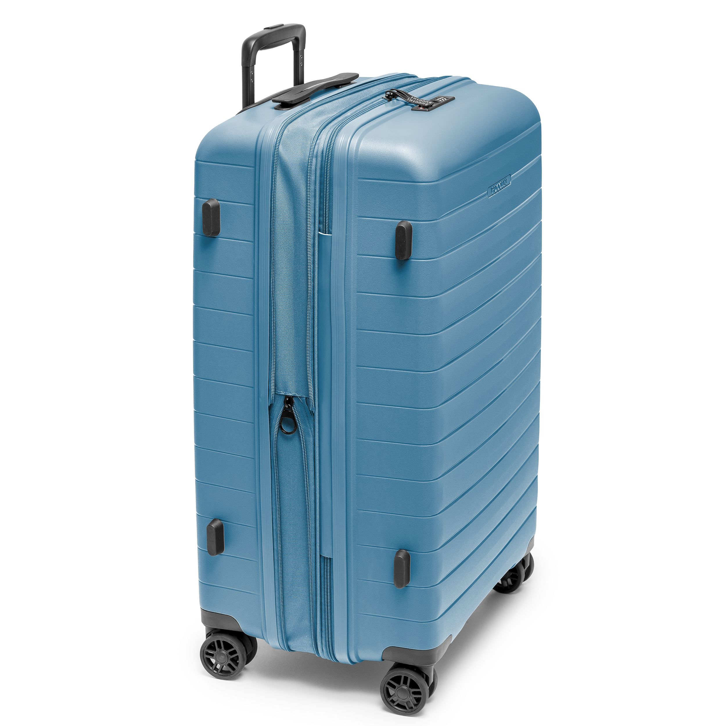 Walizka średnia z poszerzeniem z polipropylenu niebieska