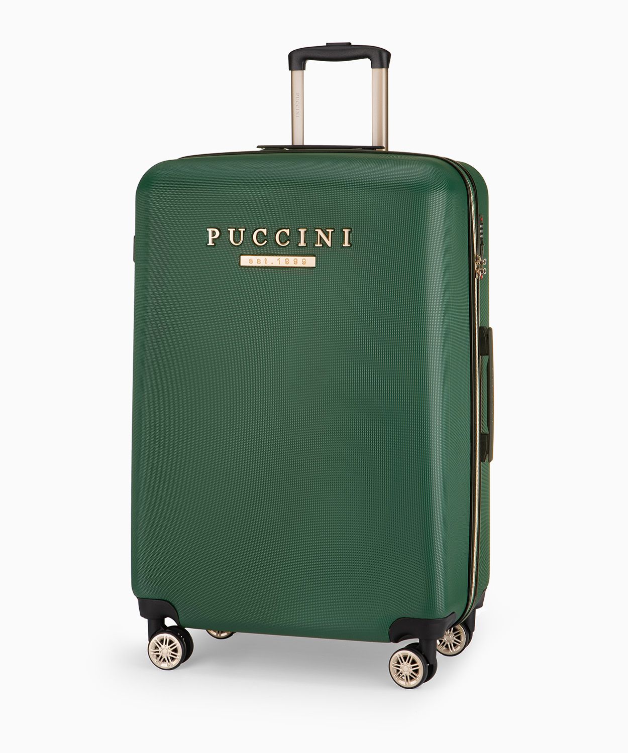 Duża walizka z ABS-u na kółkach butelkowa zieleń