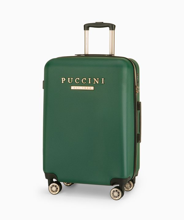Średnia walizka na kółkach butelkowa zieleń