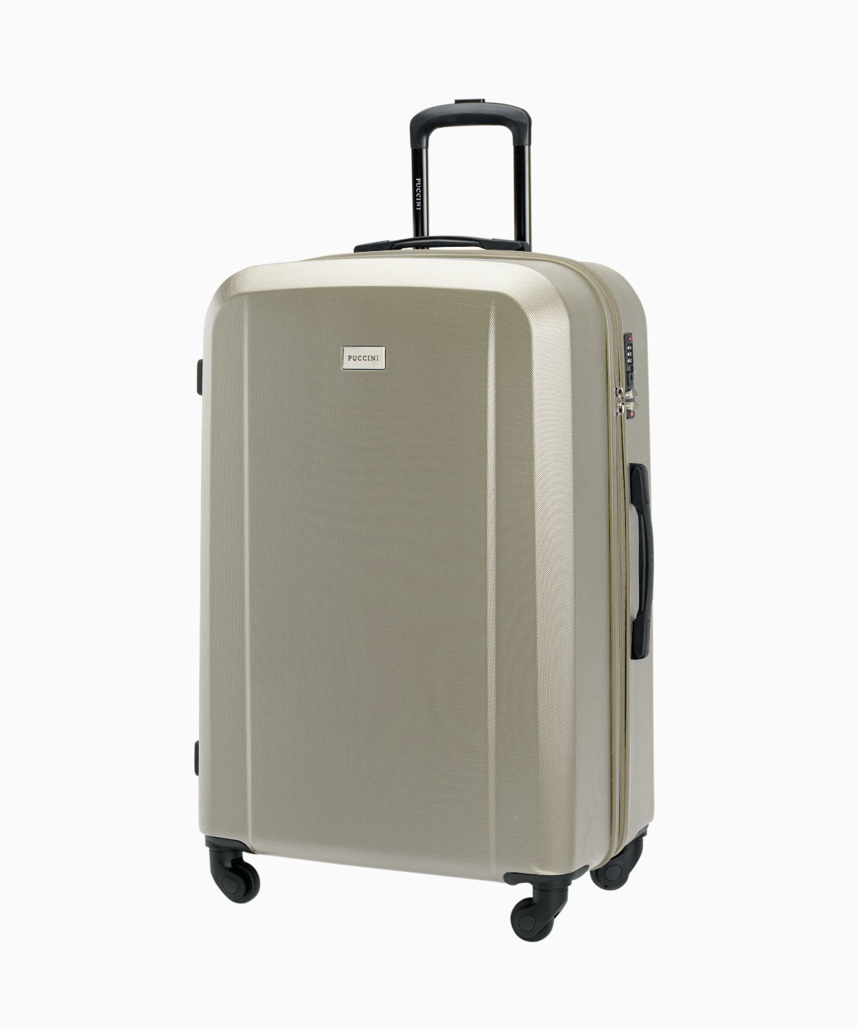 Duża walizka jednokolorowa szampańska