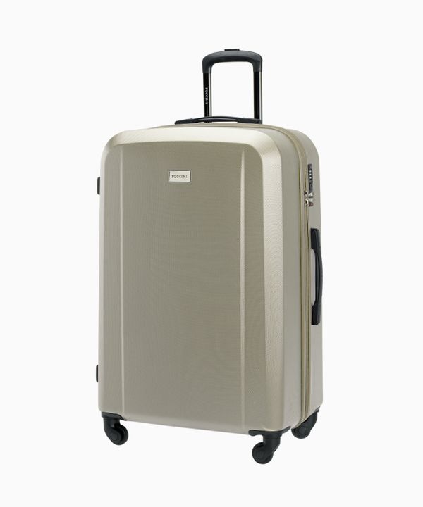 Duża walizka jednokolorowa szampańska