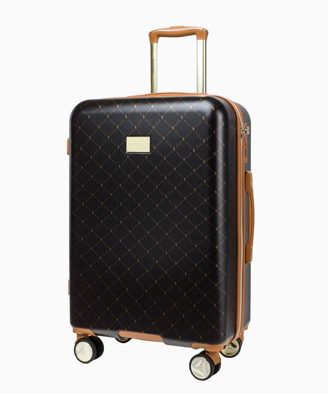 Średnia brązowa walizka monogram