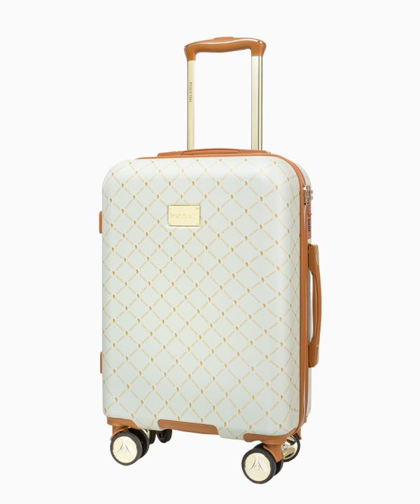 Kabinowa beżowa walizka monogram