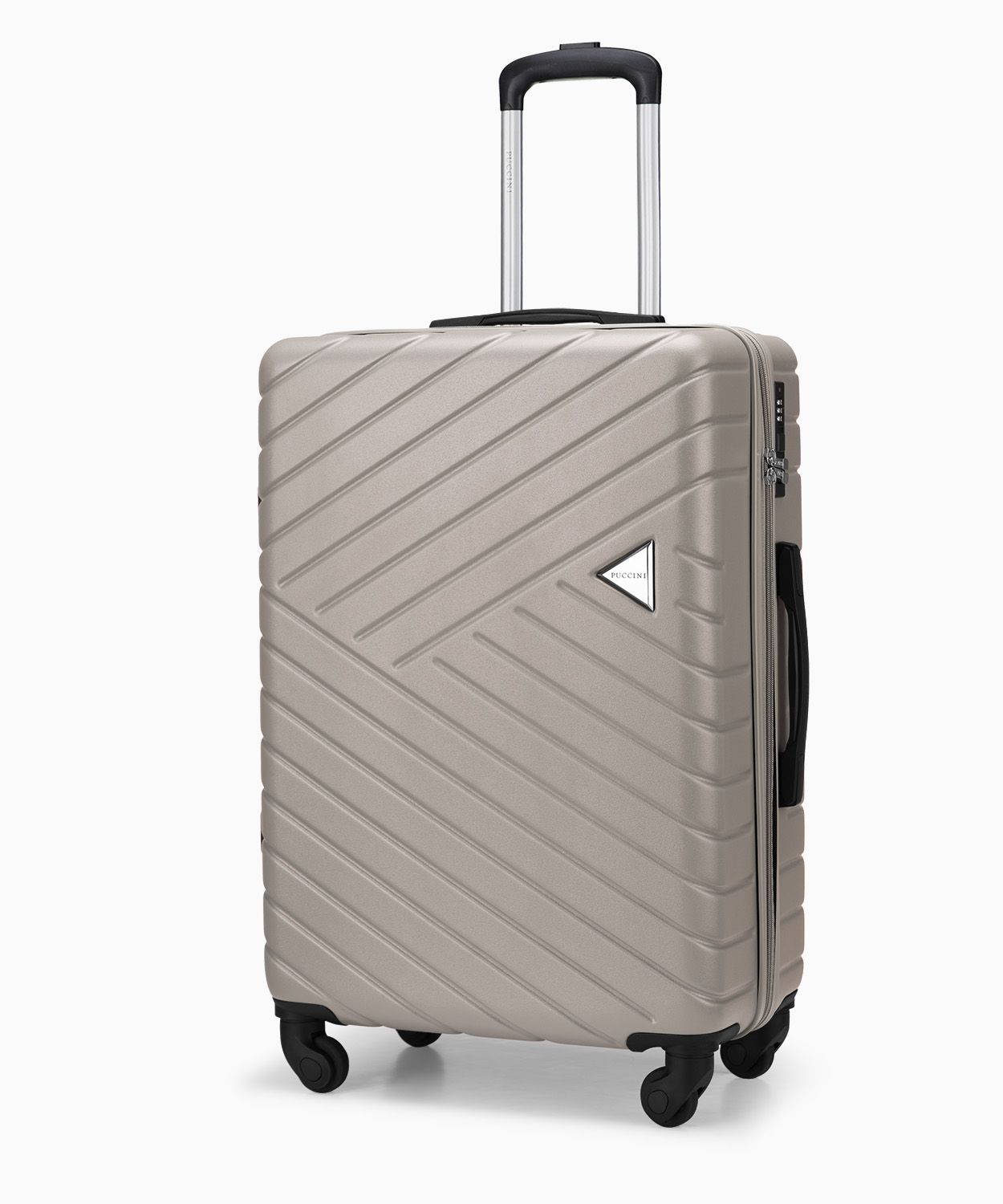 Średnia walizka na kółkach szampańska