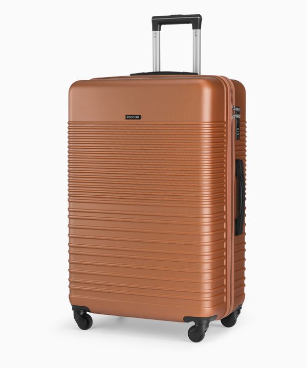 Duża walizka na 4 kółkach karmelowa