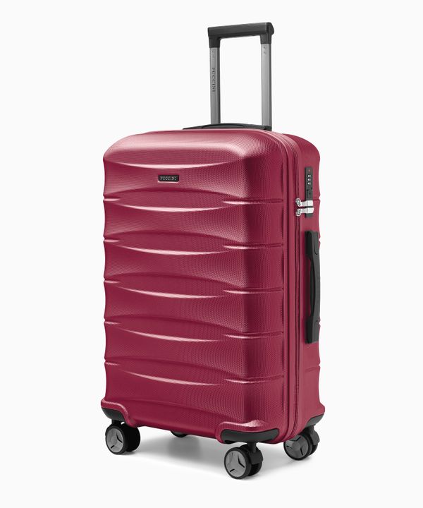 Walizka średnia z ABS twarda bordowa