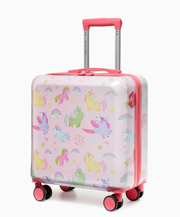 Zestaw walizka dla dzieci + poduszka podróżna różowy jednorożce