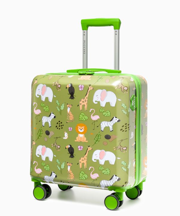 Zestaw walizka dla dzieci + poduszka podróżna zielony safari