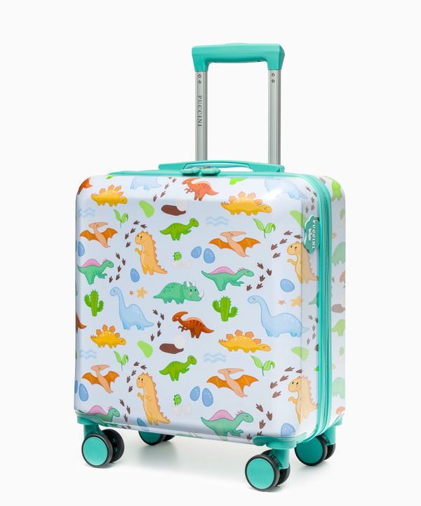 Zestaw walizka dla dzieci + organizer niebieski dinozaury