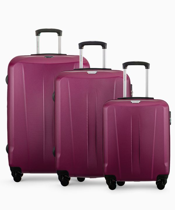 Zestaw walizek na kółkach bordowy