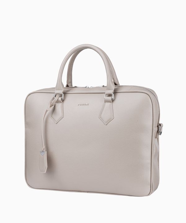 Beżowa damska torba na laptopa z odpinanym paskiem