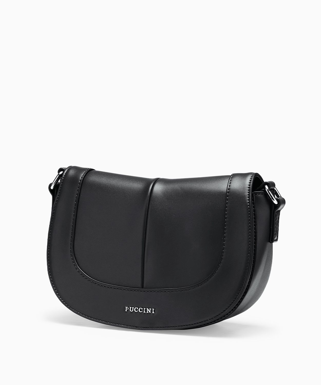 Mała torebka damska z materiałowym paskiem czarna