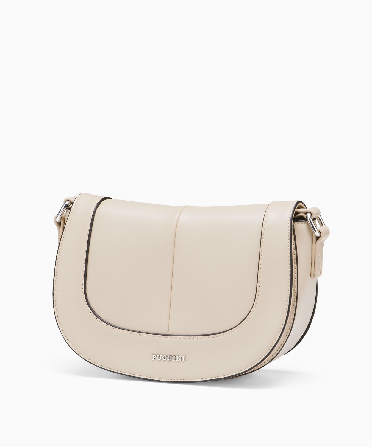 Mała torebka damska z materiałowym paskiem beżowa