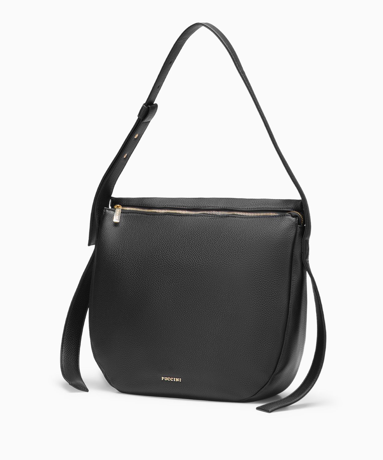 Torba na ramię z ozdobnymi paskami czarna