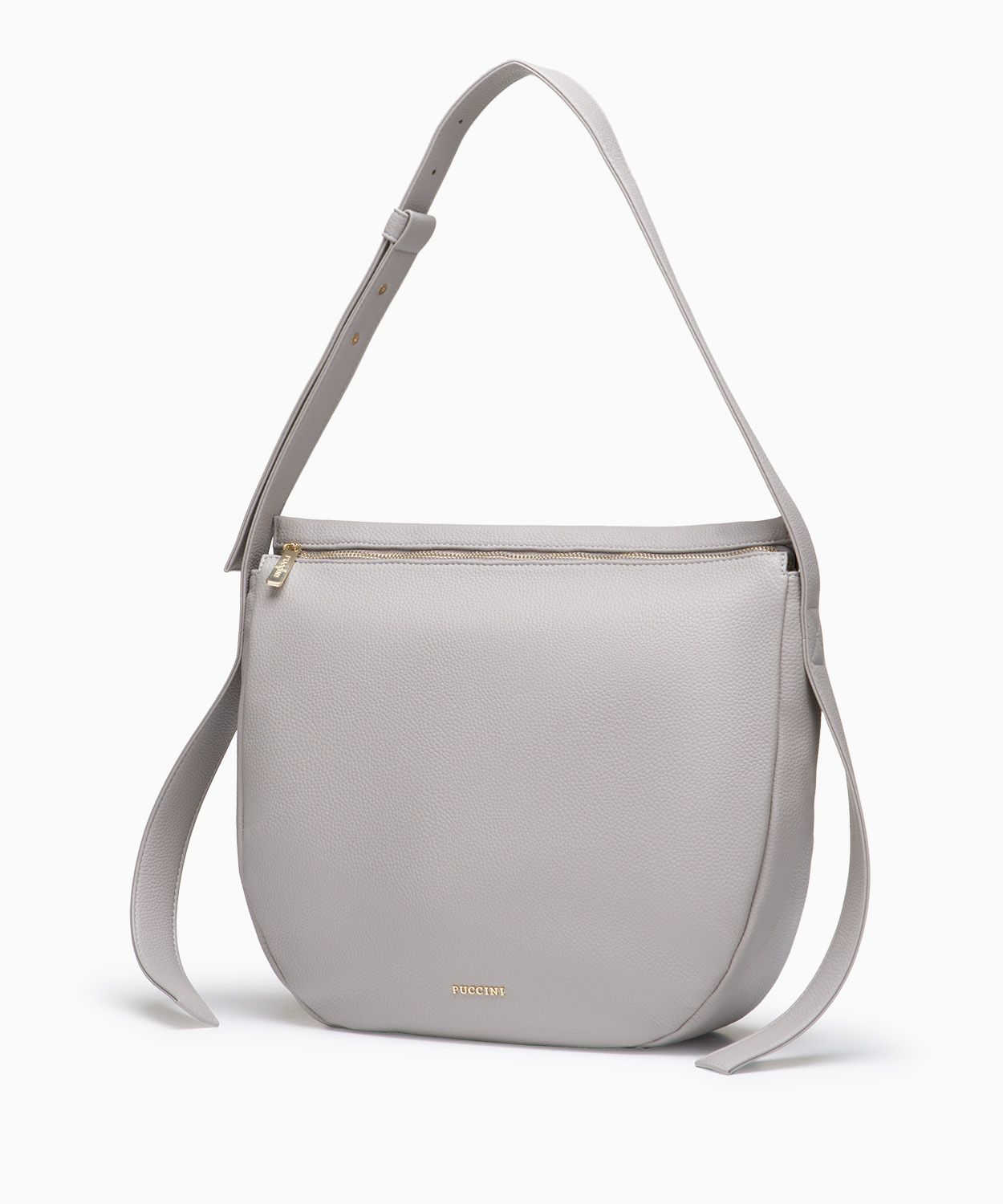 Szara torebka na ramię z ozdobnymi paskami 