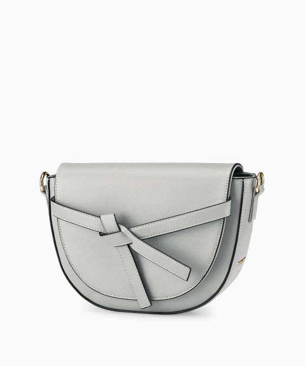 Mała torebka damska z ozdobnym węzłem szara