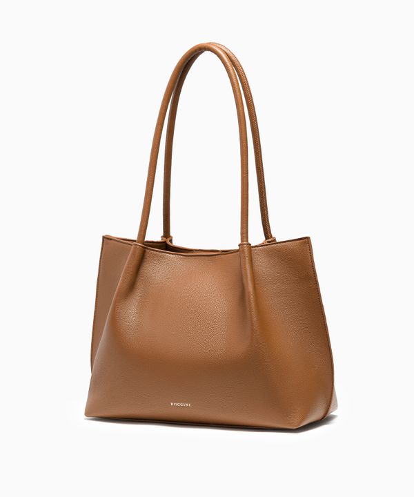 Duża shopperka z kosmetyczką brązowa