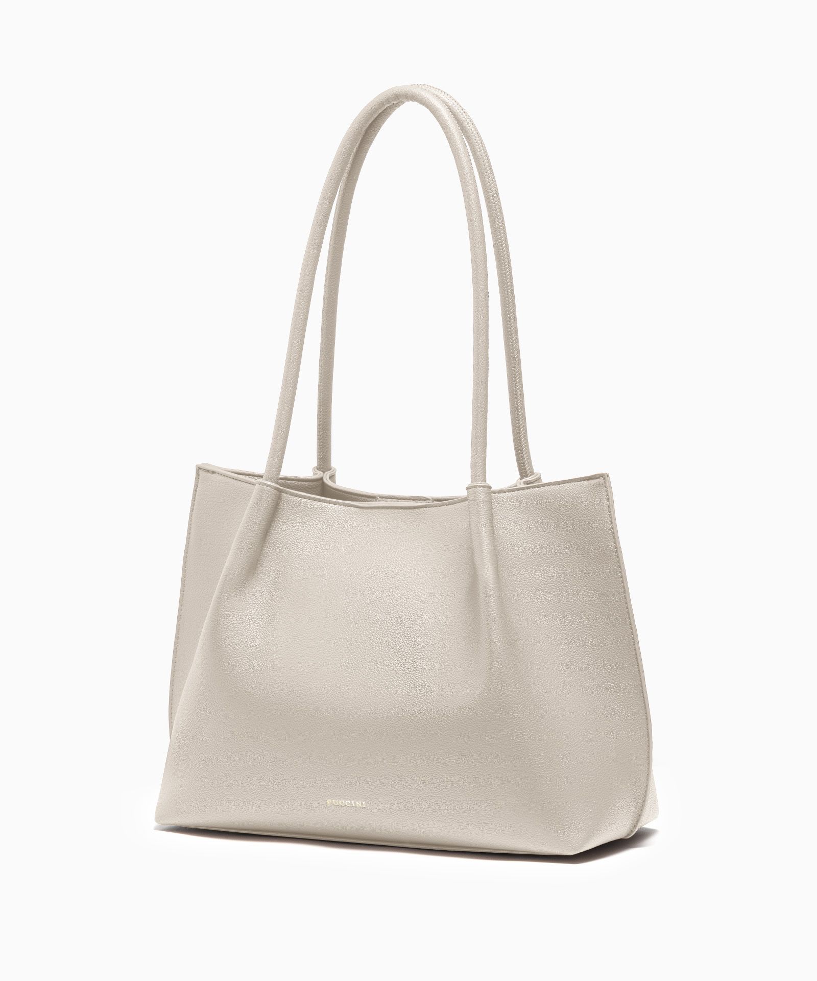 Duża shopperka z kosmetyczką beżowa