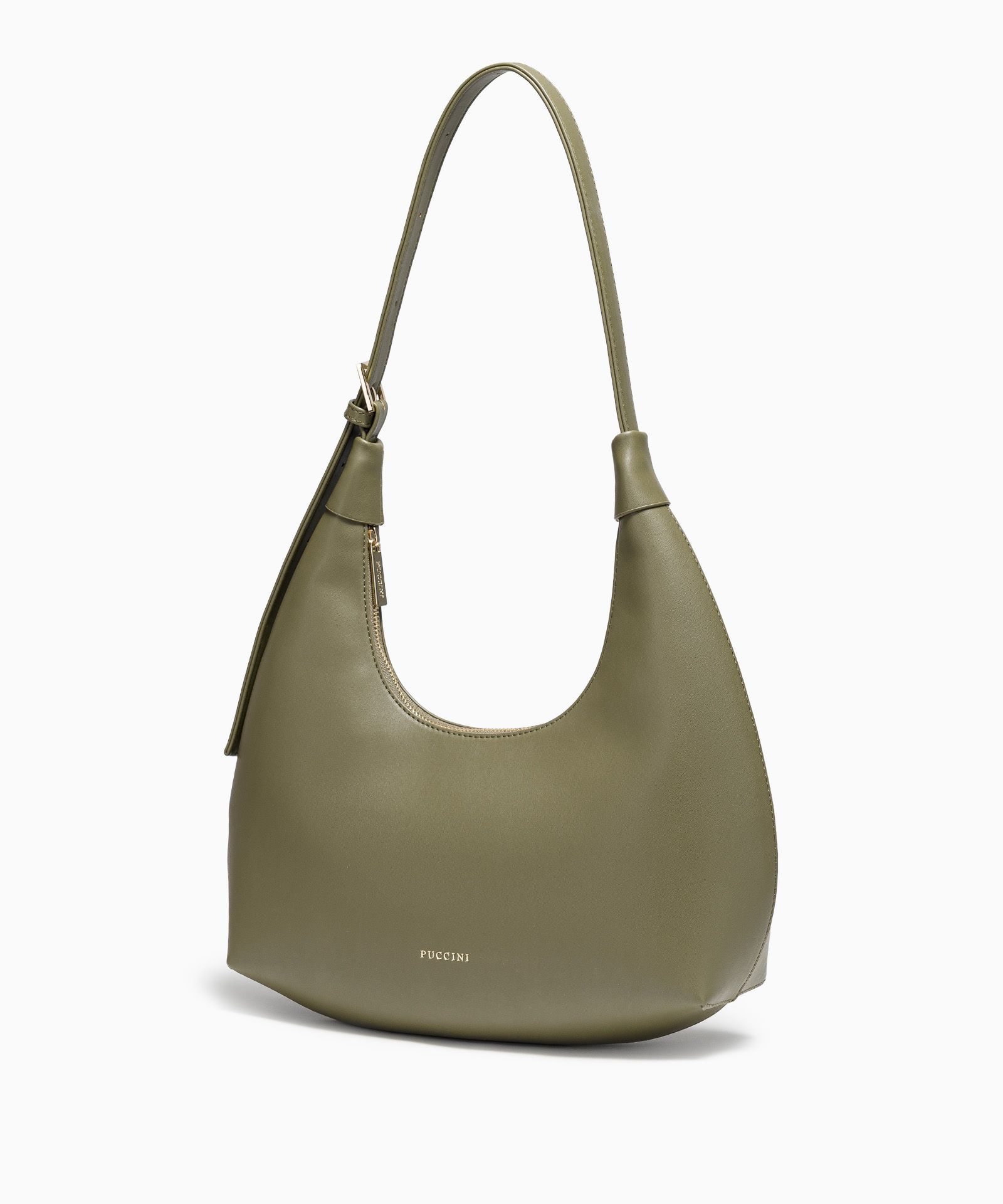 Torebka damska w kształcie rogala oliwkowa