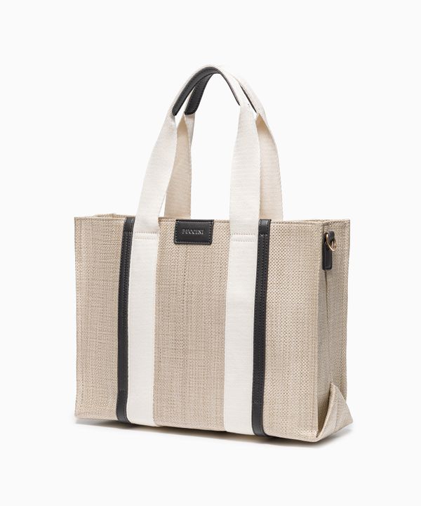 Torebka damska typu tote bag z czarnymi elementami