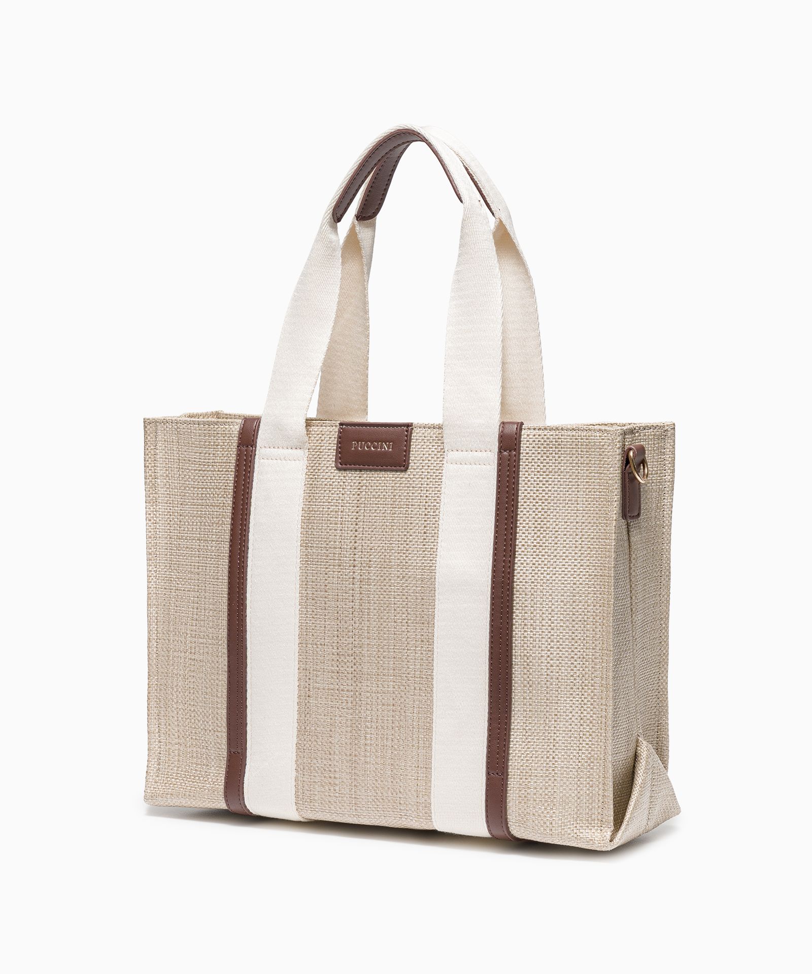 Torebka damska typu tote bag z brązowymi elementami