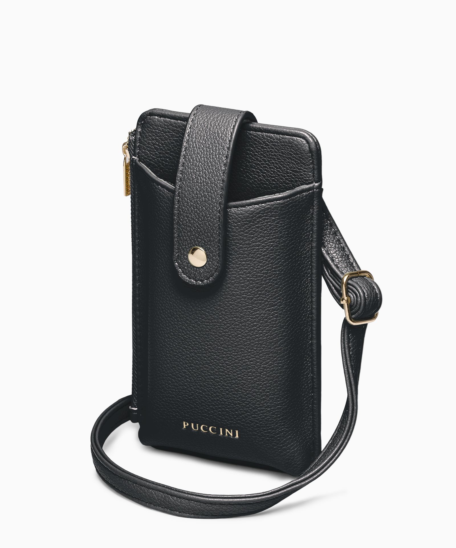 Torebka damska na telefon z kieszeniami czarna