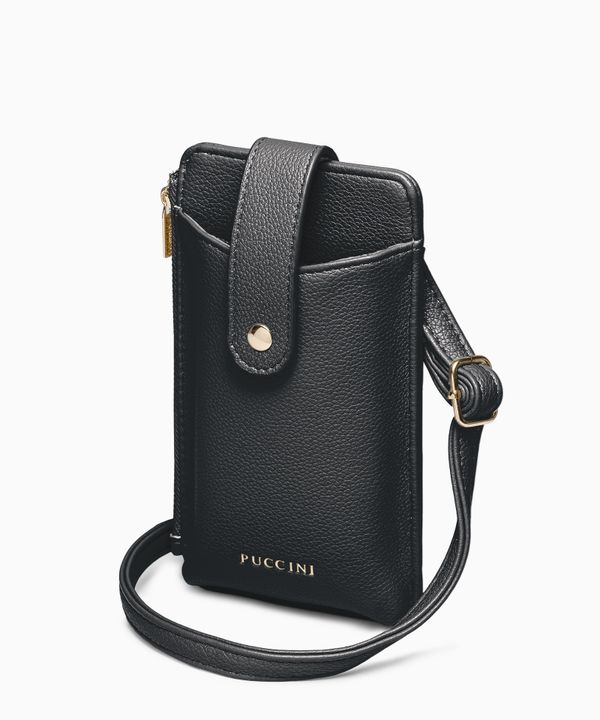 Torebka damska na telefon z kieszeniami czarna
