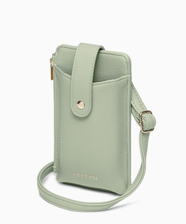 Torebka damska na telefon z kieszeniami zielona