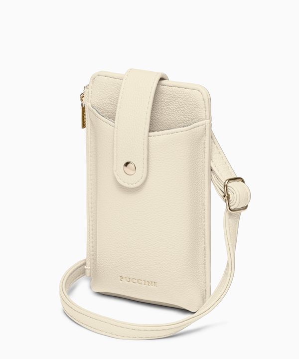 Torebka damska na telefon z kieszeniami beżowa