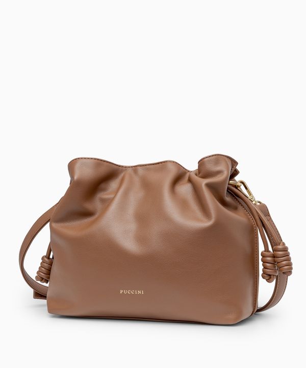 Torebka damska typu listonoszka ze skóry ekologicznej brązowa