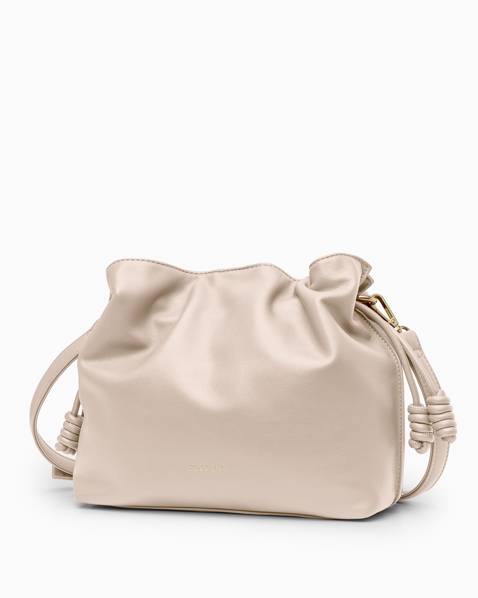 Torebka damska typu listonoszka ze skóry ekologicznej beżowa