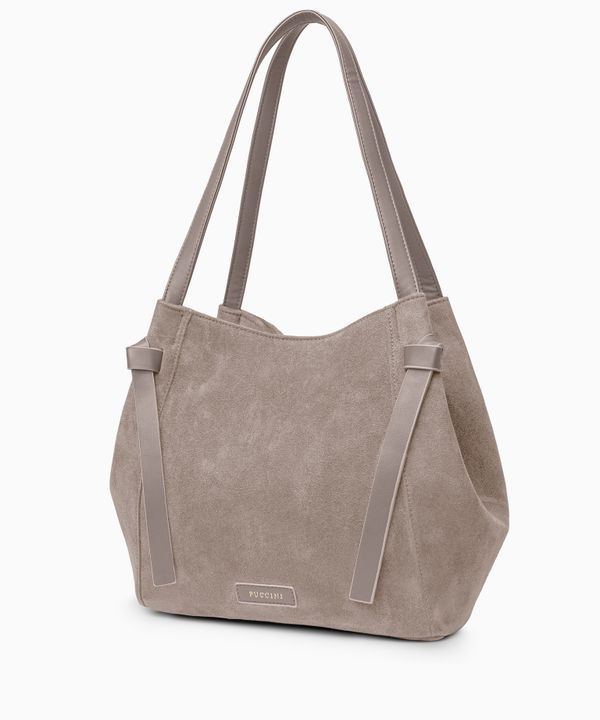Torebka shopper z ekologicznego zamszu beżowa