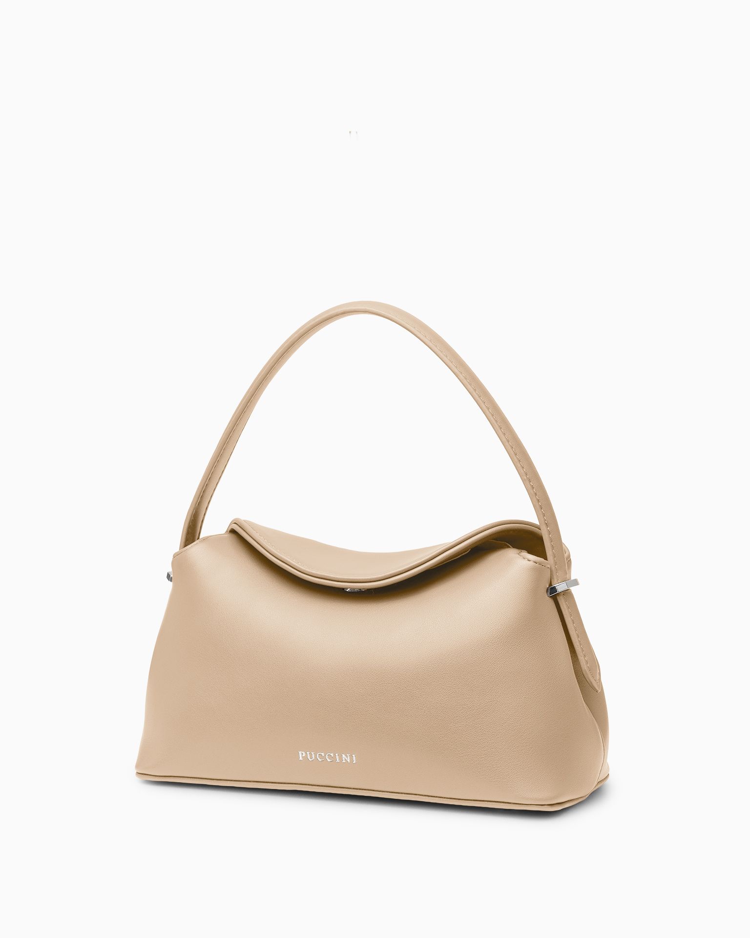 Torebka damska typu kuferek mała jasnobeżowa