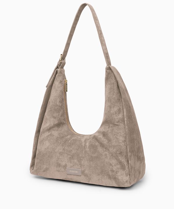 Torebka damska hobo z zamszu ekologicznego beżowa