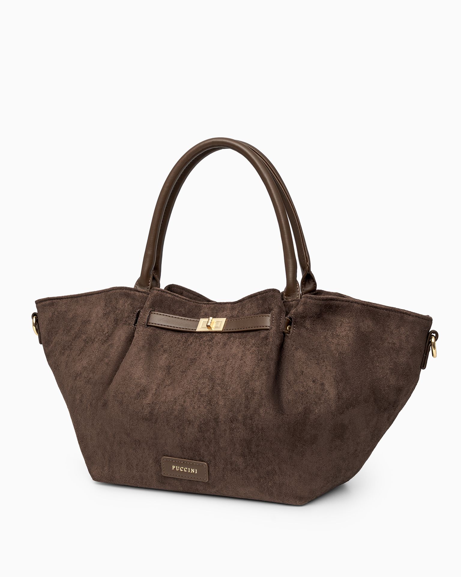 Torebka damska z zamszu ekologicznego brązowa